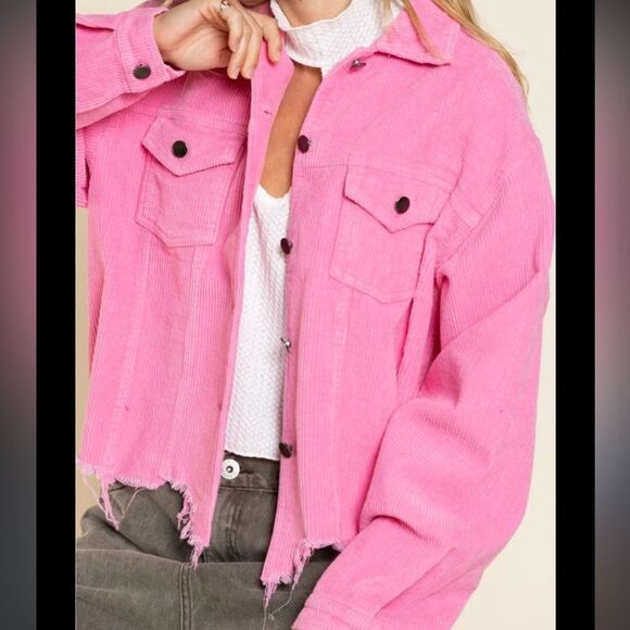 POL Pink Denim Jacket shacket Cordoury - Picture 1 of 8